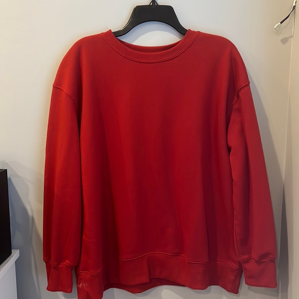 Red crewneck sweatshirt